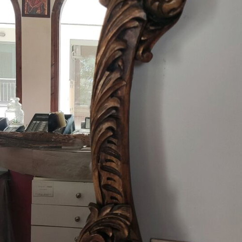 Very old carved wooden mirror like new