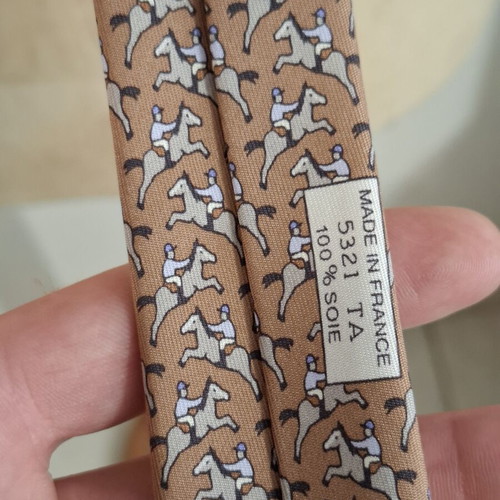 Hermes vintage silk brown tie
