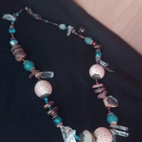 Necklace with stones handmade, 27 cm length, like new