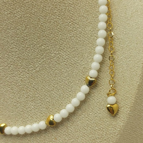 Summer handmade necklace with gold-plated starfish and hearts