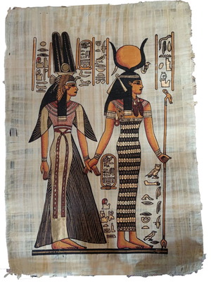 Egyptian painting on papyrus Nefertiti like new