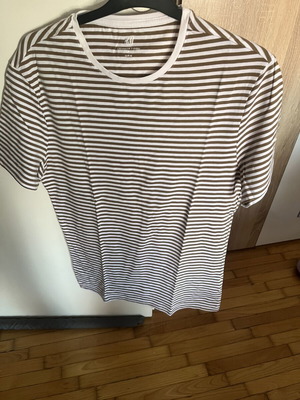 H&M short-sleeve shirt like new, white and brown checkered, size M