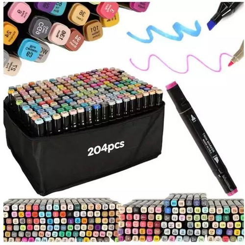 Painting marker set 204 pieces with dual tips and case