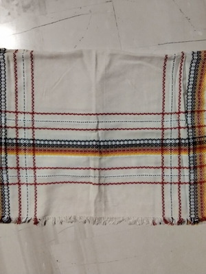 Handwoven tablecloth with fringes 80x80, new