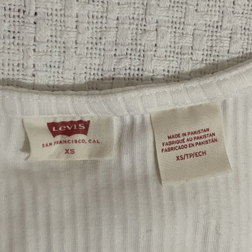 Levi's women's ribbed blouse with buttons and V-neck, like new, white, XS