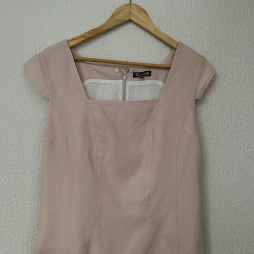 Rodika Zanian pink linen blend dress size 42 like new