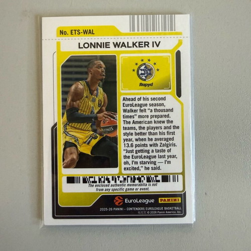 Lonnie Walker IV Patch EuroLeague new