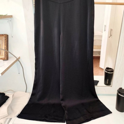 Maki Philosophy black satin wide-leg pants size M