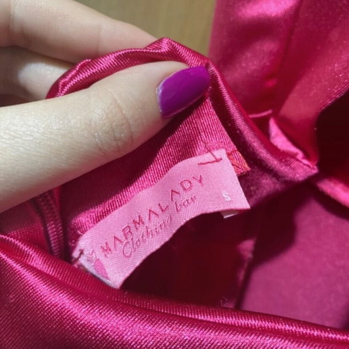 Satin pink mini dress like new with front details and open back