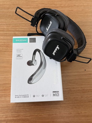 Sikenai LY-K10 Single-Ear Wireless Headset brand new and Marshall Over-Ear Headphones used for parts