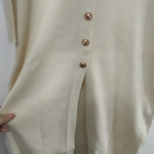 Knitted cream long dress like new, one size with gold buttons