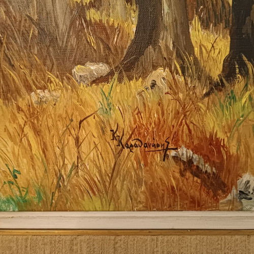 Oil painting used by K.Karathanasis, theme forest, 50x70cm