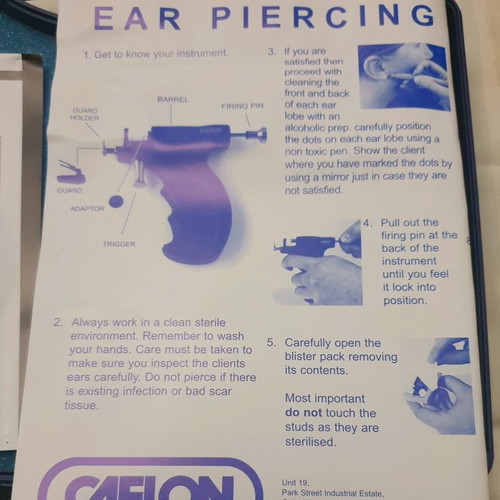 Caflon Blu ear piercing set new, complete