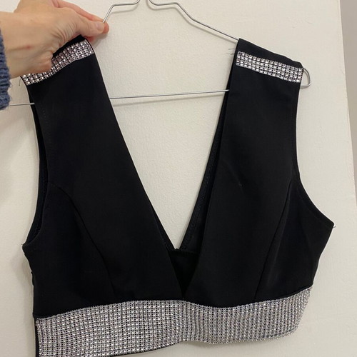 Zara top with rhinestones new, medium, black