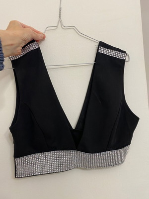 Zara top with rhinestones new, medium, black