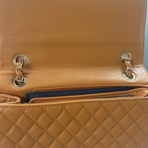 Quilted Mustard Shoulder Bag like new with gold chain