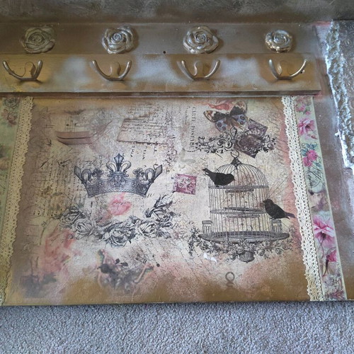Vintage handmade wooden coat rack refurbished