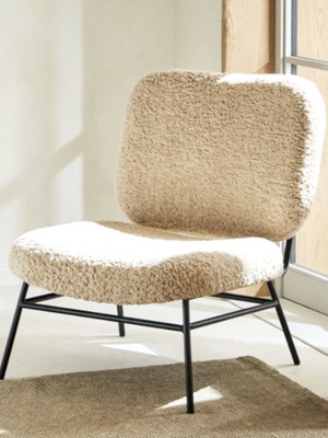 Πολυθρόνα Zara Home Faux Shearling μεταχειρισμένη, εκρού με μαύρη μεταλλική βάση