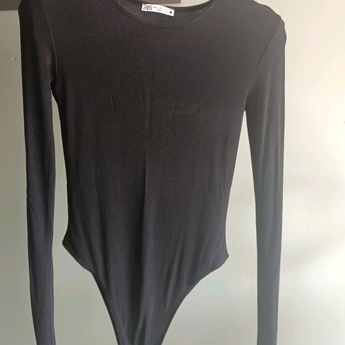 Zara women's bodysuit used, black rib knit, size S/M