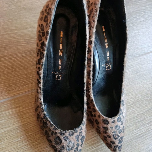 Animal print pony skin pumps used, size 37, 8 cm heel