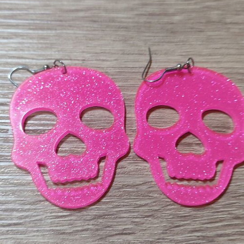 Hanging earrings new with pink glitter