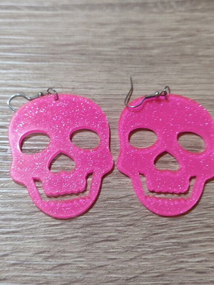 Hanging earrings new with pink glitter