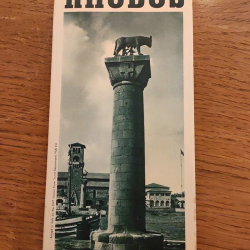 Rhodes Map lithograph by Egon Huber 1935 used, German language