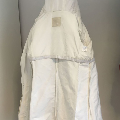S Max Mara white cotton zip-up hooded coat IT44