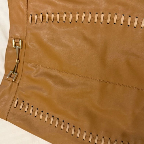 Elisabetta Franchi midi skirt like new, eco leather camel color