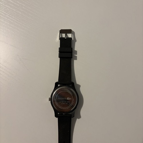 Lacoste all-black watch with silicone strap