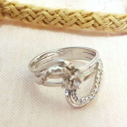 Solitaire ring white gold 14k 585 3.3g with zircon new