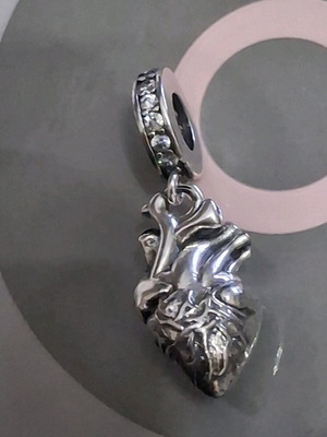 Charm for bracelets like new, silver with zircon stones s925