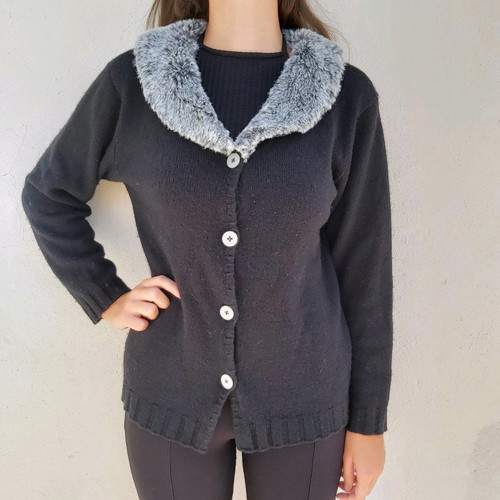 Figaro knitted cardigan with grey fur like new, size M