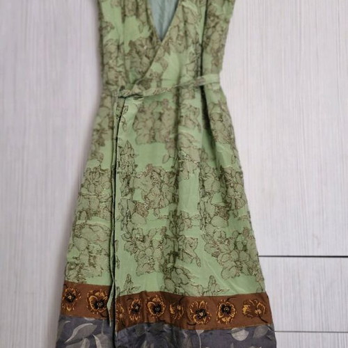 Clement Ribeiro Pure Silk Green Dress L Like New Wedding Baptism