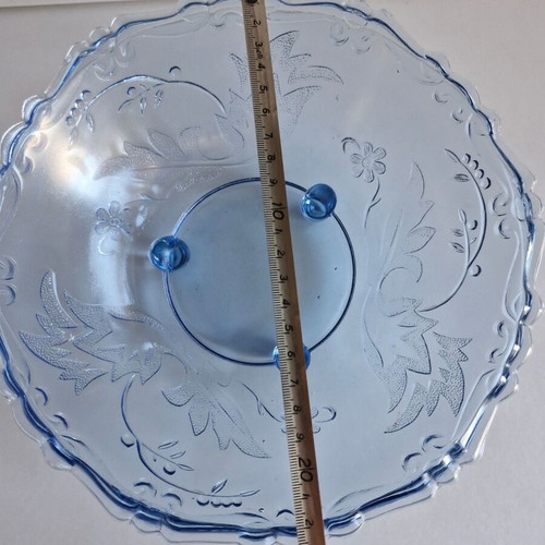 Vintage glass fruit bowl in blue color like new