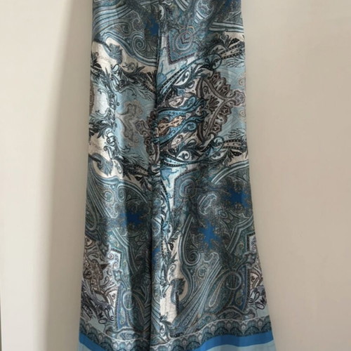 Anna Riska women's printed pants used, white and blue, XS