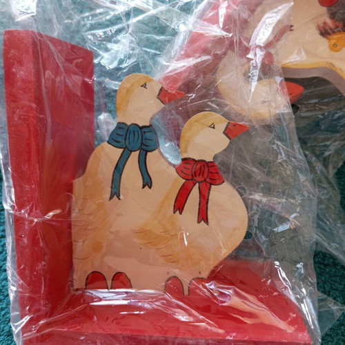 Wooden bookends hand-painted, new