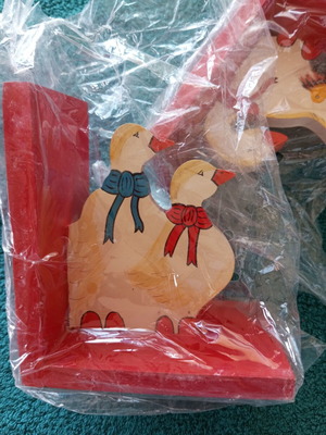 Wooden bookends hand-painted, new
