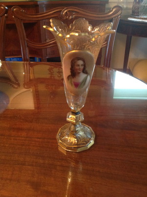 Βάζο bohemian μεταχειρισμένο, κρύσταλλο και πορσελάνη