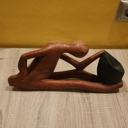 Wooden table sculpture like new, sturdy construction