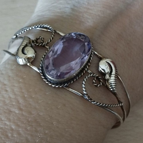 Handmade adjustable bracelet with large purple stone like new