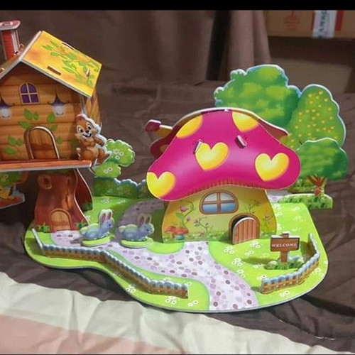 Assembled cardboard house used, children's toy
