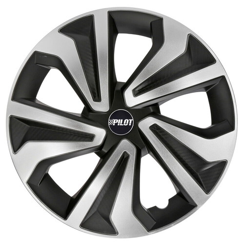 VORTEXX 14'' Hubcaps Black/Silver Set New
