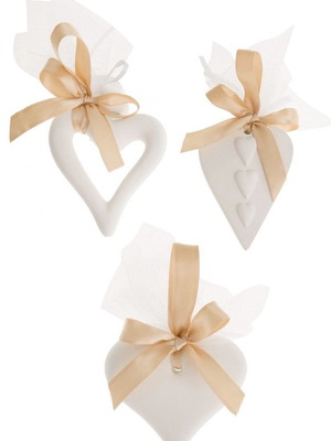 Clay hearts new for crafts or wedding favors