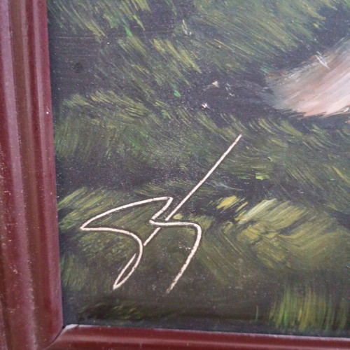 Vintage painting used in wooden frame