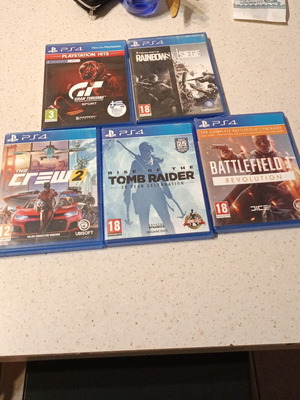 PlayStation 4 games pack of 5, like new, one with slight packaging damage