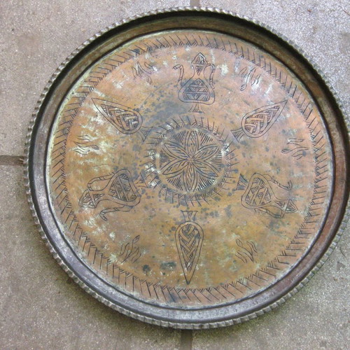 Copper tray used antique with 60 cm diameter