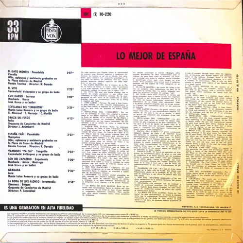 Lo Mejor De España LP used, Latin
