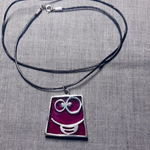 Smile Necklace Silver 925 with Genuine Black Leather Strap New