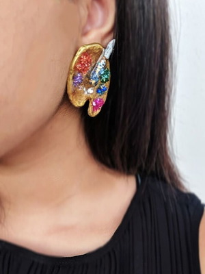 Palette handmade earrings new, polymer clay resin crystals